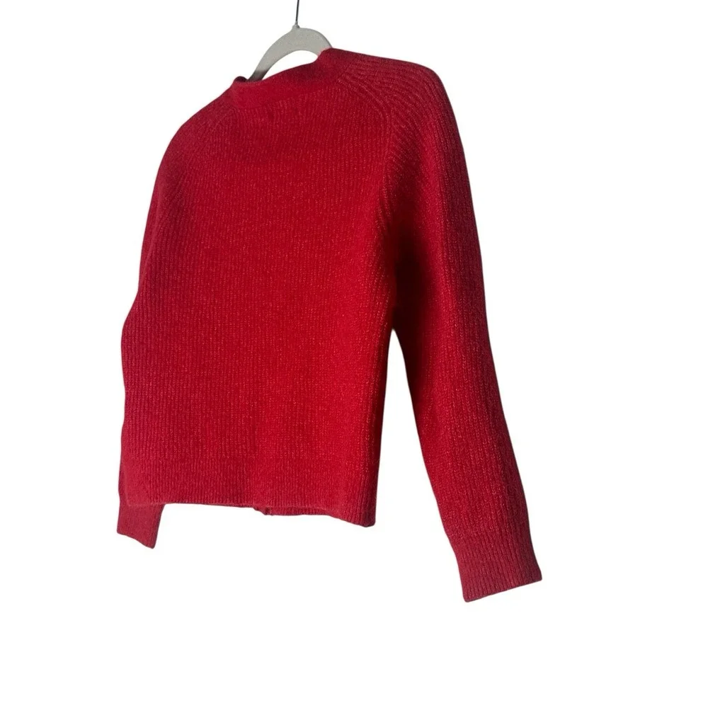 GANNI Cropped Cardigan Sweater Women's Small Red Wool‎ Alpaca Blend Button Front
